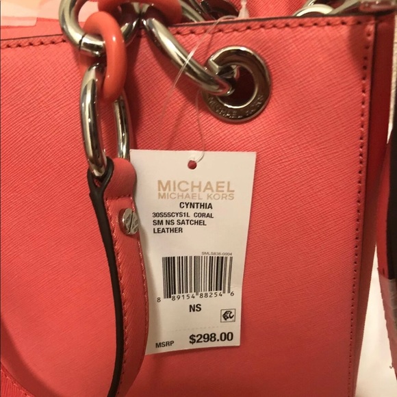 Michael Kors Coral Satchel Leather Purse ~ SM - Picture 2 of 4